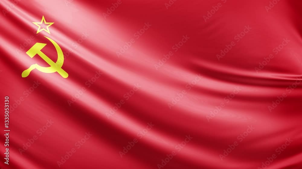 Soviet union flag video, close-up shot of symbol of soviet nation ...