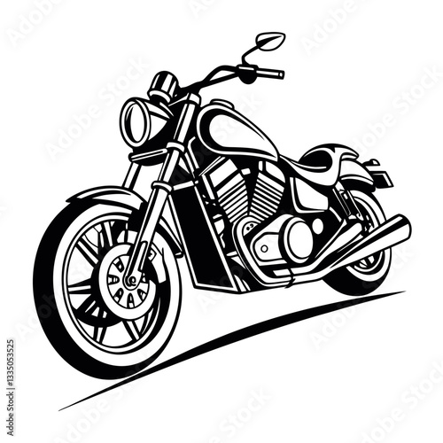 Black line art  motor bike silhouette vector 