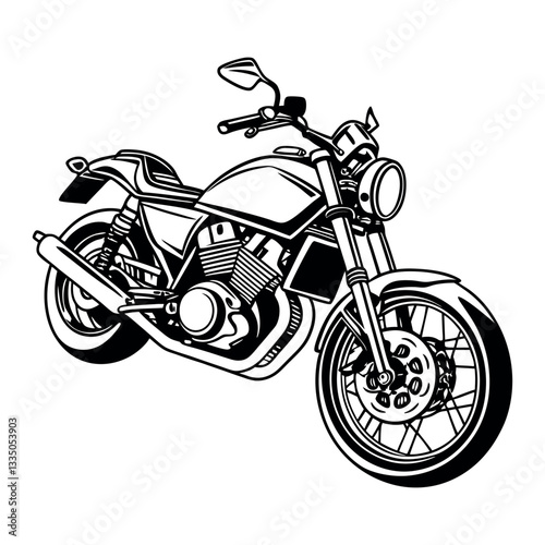 Black line art  motor bike silhouette vector 