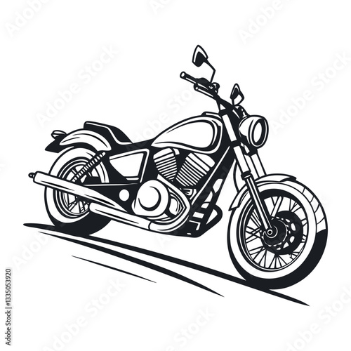 Black line art  motor bike silhouette vector 