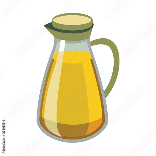 Glass Jug of Cooking Oil Vector Illustration - Cartoon, Clipart & Line Art Design 1.eps