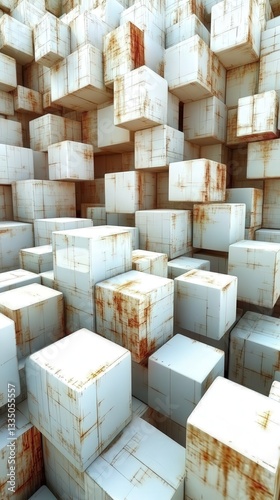 Abstract Rusty Cubes: A Modern Architectural Design