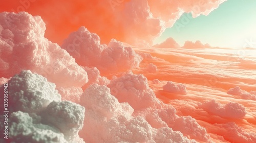 A Breathtaking Pastel Cloudscape: A Stunning Aerial View of Fluffy Clouds