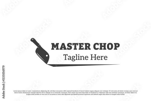 Cooking knife logo design illustration. Meat knife silhouette restaurant cafe chef kitchen sharp iron cutlery. Simple minimal icon symbol.