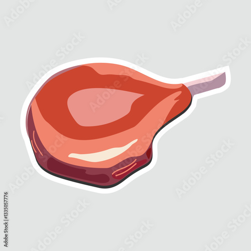 Meat Cut Vector Illustration Sticker. A delicious vector sticker of a meat cut, perfect for food-related designs, restaurant branding, and culinary projects