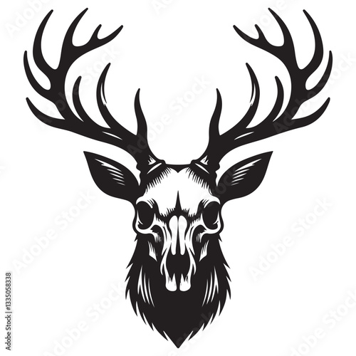 Deer head skull vector Silhouette