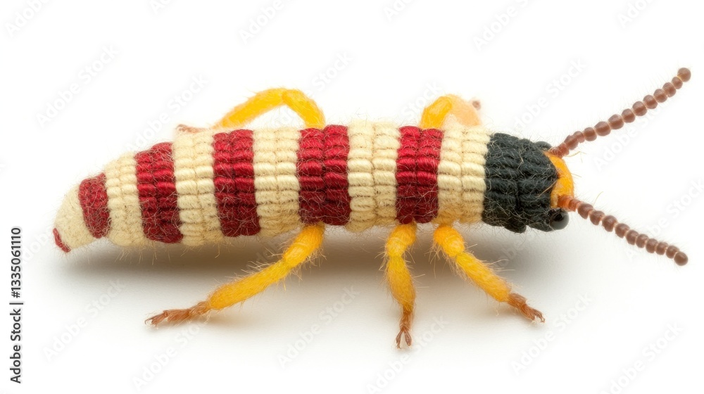 Naklejka premium Striped Insect Close-up: A Detailed View of a Unique Creature
