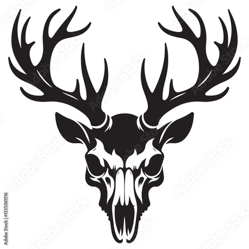 Deer head skull vector Silhouette