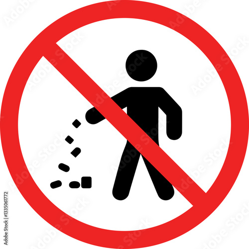 No Littering Icon – Waste Disposal Prohibition Sign