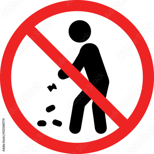 No Littering Icon – Waste Disposal Prohibition Sign