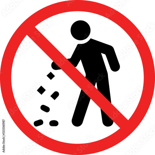 No Littering Icon – Waste Disposal Prohibition Sign