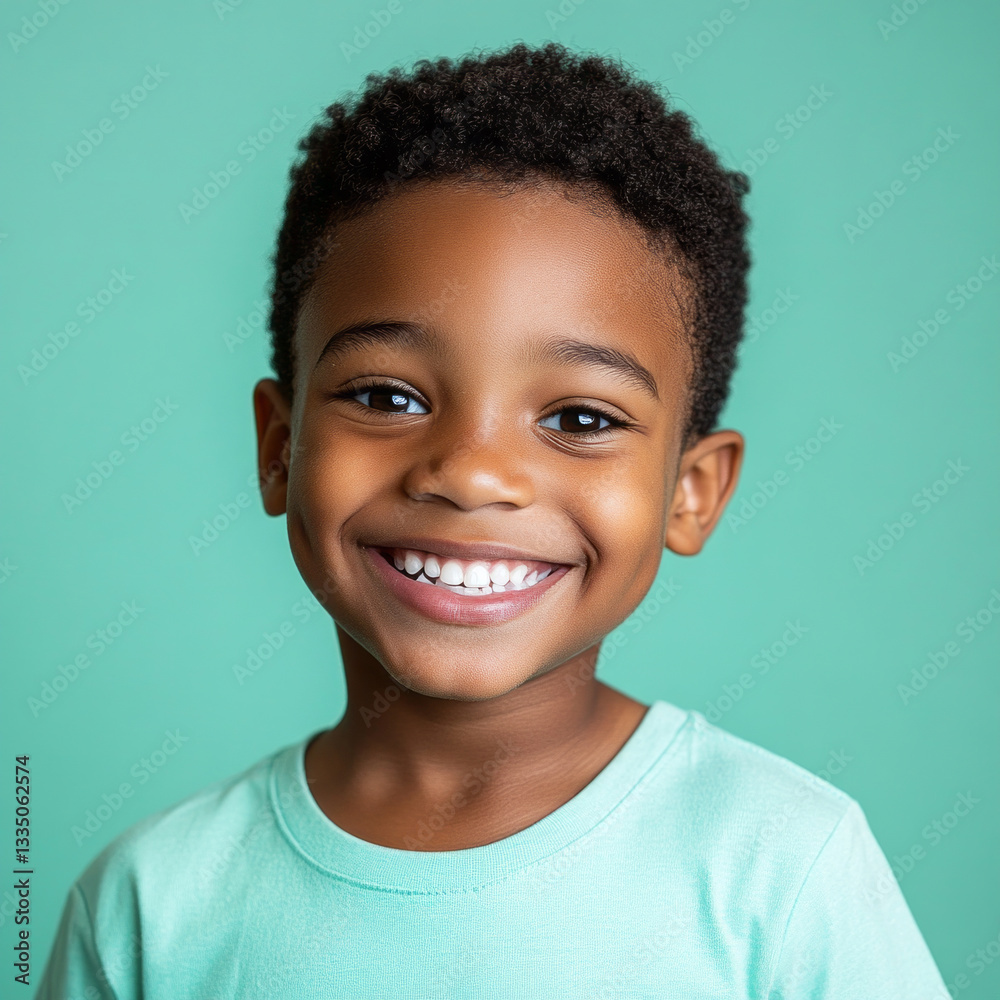 The joyful Afro American boy, around 8-10 years old, smiles brightly against a colorful background, ideal for modern advertising and promotional content The joyful Afro American boy, around 8-10 years old, smiles brightly against a colorful background, ideal for modern advertising and promotional content