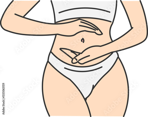 Young Woman Achieves Slim Belly woman diet