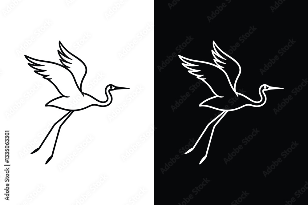 Obraz premium Stork flying icon vector on White Background ,Vector Art Illustration on white background.
