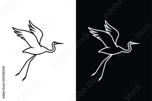 Stork flying icon vector on White Background ,Vector Art Illustration on white background.