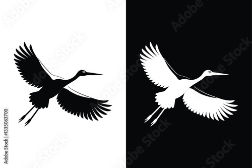 Stork flying icon vector on White Background ,Vector Art Illustration on white background.