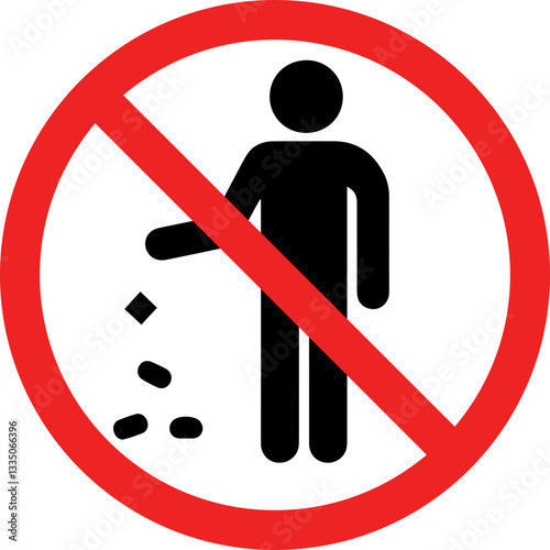 No Littering Icon – Waste Disposal Prohibition Sign