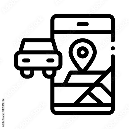 ride sharing map line icon