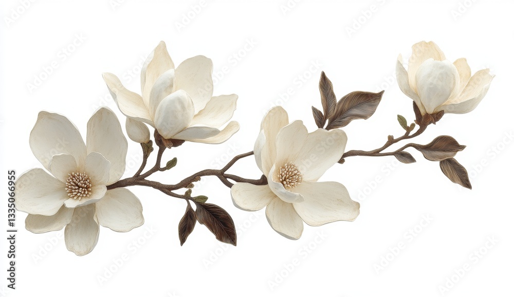 Fototapeta premium Delicate magnolia blossoms on a branch