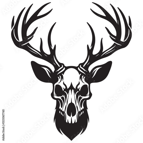 Deer head skull vector Silhouette