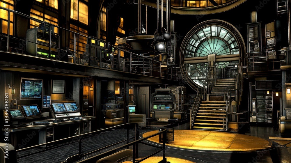 Obraz premium Futuristic Control Room Interior Design Technology