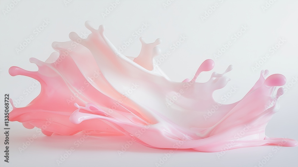 3d rendering of a pink liquid splash on a white background. the liquid appears to be flowing in a wave-like manner, creating a sense of movement and energy. 3d rendering of a pink liquid splash on a white background. the liquid appears to be flowing in a wave-like manner, creating a sense of movement and energy.