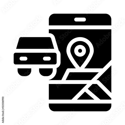 ride sharing map glyph icon
