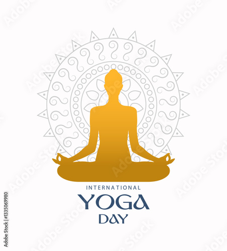 International yoga day poster design with person sitting in lotus pose