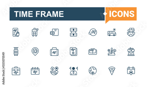 Time Frame modern icon. Contains outline symbols like clock, watch, hour, hourglass and more. Time icon collection. Thin outline icons pack. Outline and solid pictogram.
