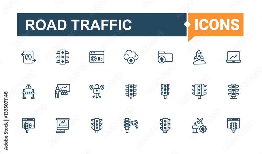 Road Traffic line icon. It contains symbols to pedestrian, road, transport, jam and more. Traffic icon set. Minimalist editable vector stroke. Editable vector outline and solid icons. Road Traffic line icon. It contains symbols to pedestrian, road, transport, jam and more. Traffic icon set. Minimalist editable vector stroke. Editable vector outline and solid icons.