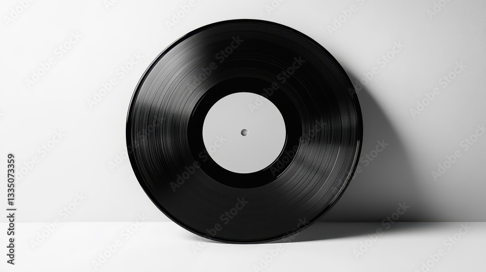 Fototapeta premium Authentic Black Vinyl Record on Plain Background
