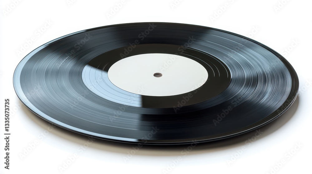 Classic Vinyl Record with Blank Label on White Background Classic Vinyl Record with Blank Label on White Background