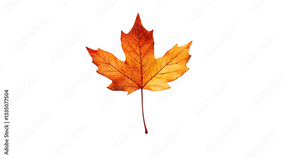 A vibrant orange maple leaf showcasing the beauty of autumn, with intricate veins and a crisp texture.
