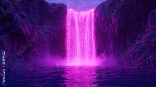 A mesmerizing waterfall cascading brightly into a still pool of water