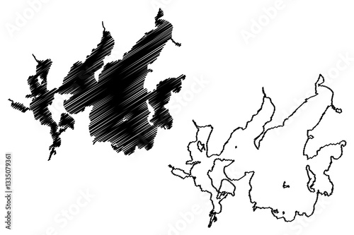 Lake Leech Reservoir (United States of America, North America, us, usa, Minnesota) map vector illustration, scribble sketch Gaa-zagaskwaajimekaag Dam map