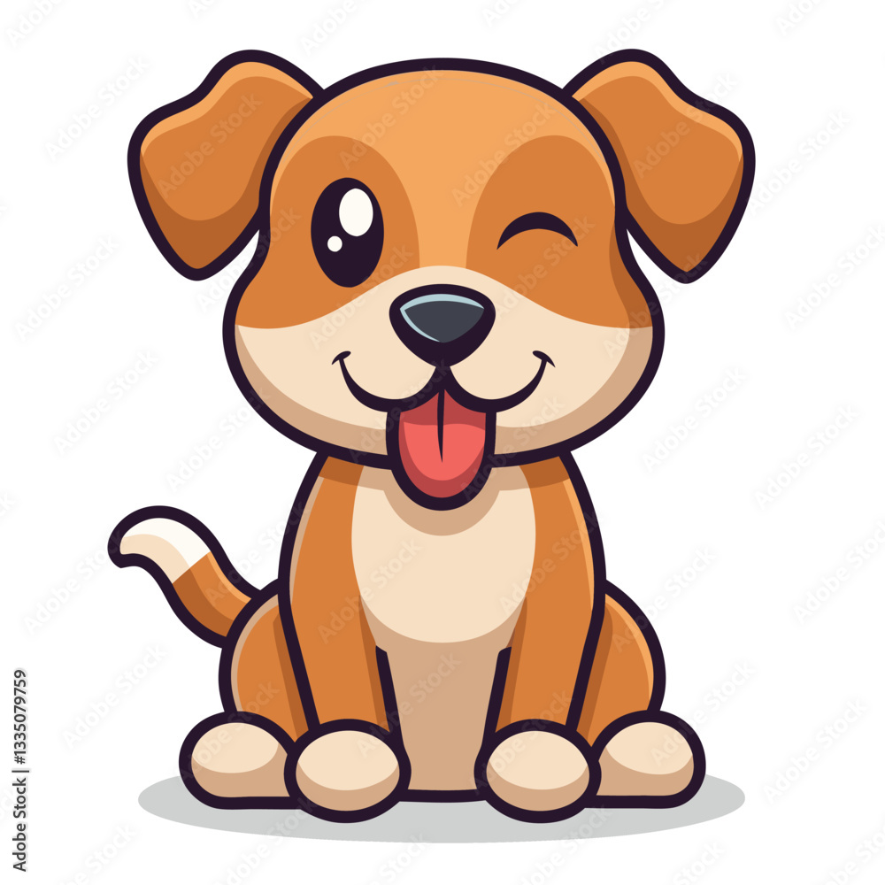 A cute brown cartoon puppy vector illustration shows a playful animal with a short tail A cute brown cartoon puppy vector illustration shows a playful animal with a short tail