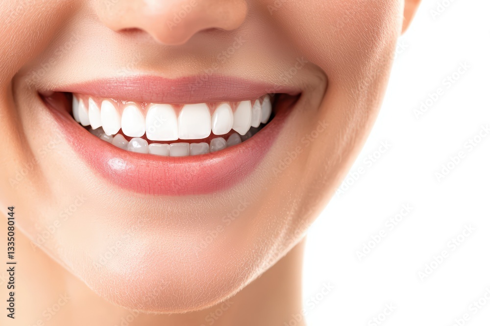 Obraz premium Young Woman with a Bright Smile Symbolizing Health and Happiness in a Conceptual Portrait