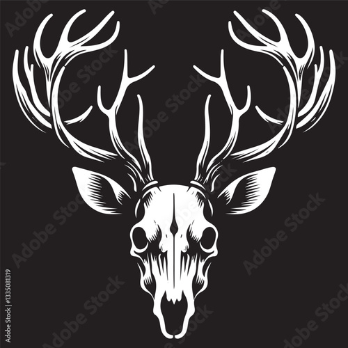 Deer head skull vector Silhouette