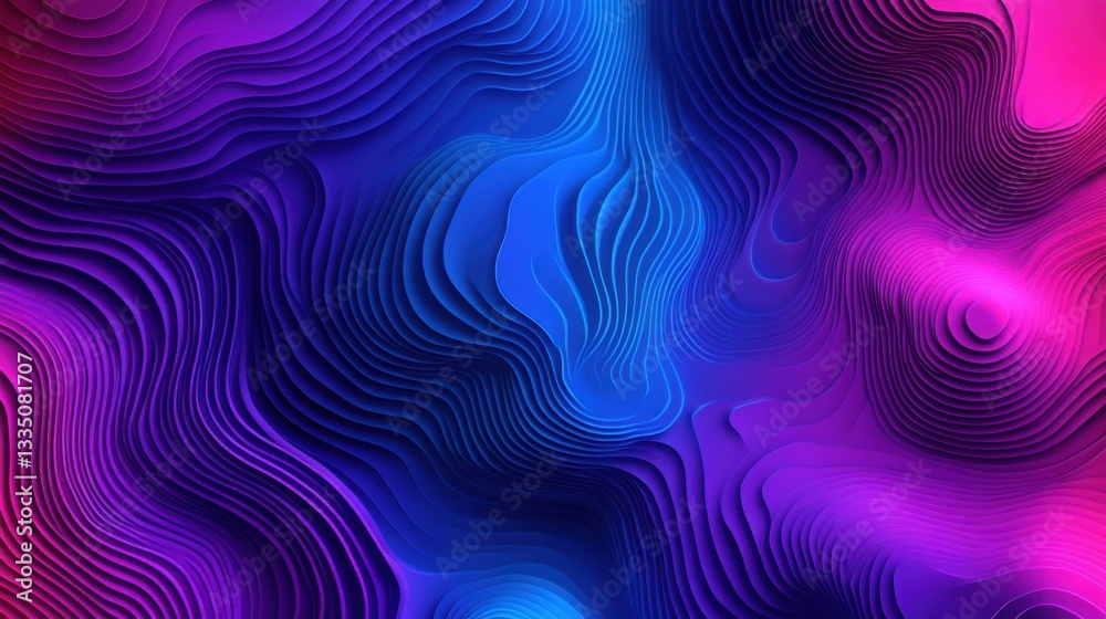 Fototapeta premium Abstract Waves of Color in Blue Pink and Purple Digital Art