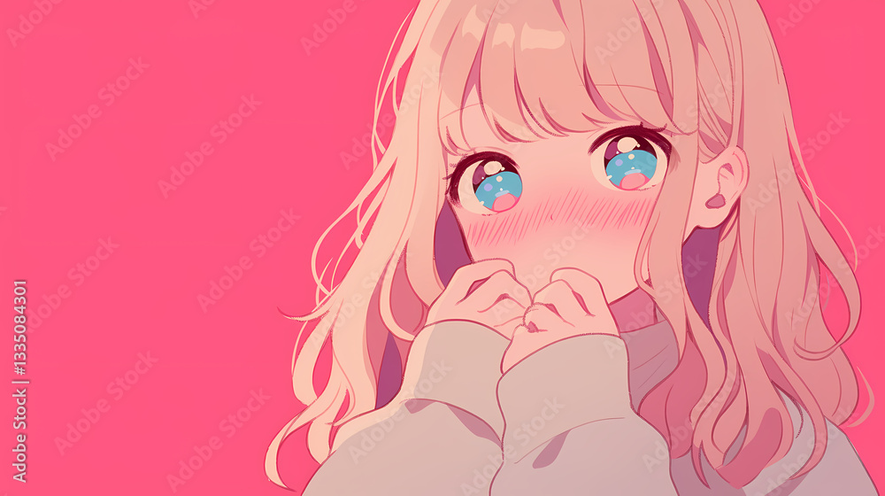 Blushing Cute Character colorful illustration Blushing Cute Character colorful illustration