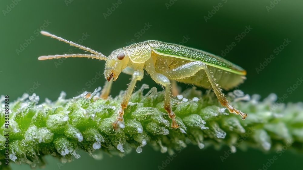 Close-up of a green beetle on a plant Close-up of a green beetle on a plant
