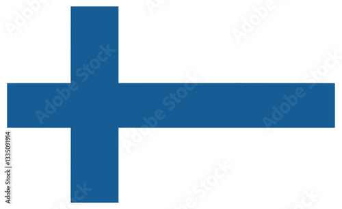Vector Illustration of the Flag of Finland Featuring a Blue Cross on a White Background, Representing Finnish National Identity and Pride
