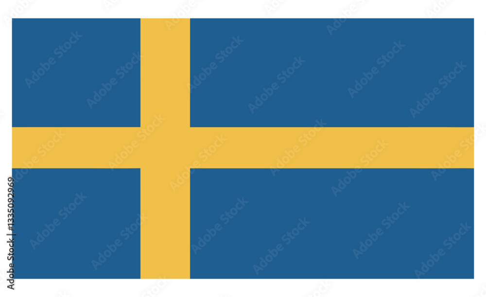 Vector Illustration of the Flag of Sweden Featuring Blue Background and a Yellow Cross, Representing Swedish National Pride Vector Illustration of the Flag of Sweden Featuring Blue Background and a Yellow Cross, Representing Swedish National Pride