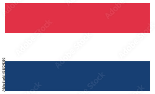 Free Download Vector Illustration of the Flag of the Netherlands Featuring Three Horizontal Stripes in Red, White, and Blue, Representing Dutch National Identity - GFXLoad