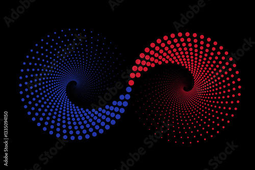 Blue and red spiral distortion and transformation effect.Vector illustration.EPS 10.