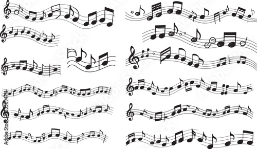 Music notes wave illustration