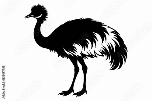 bird emu line art silhouette vector illustration