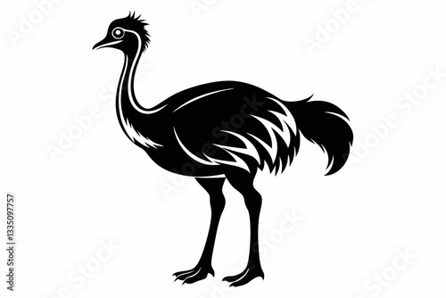 bird emu line art silhouette vector illustration