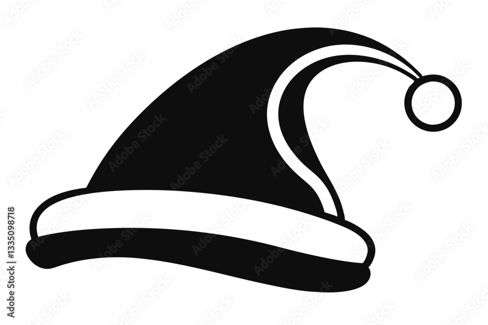 christmas hat line art silhouette vector illustration