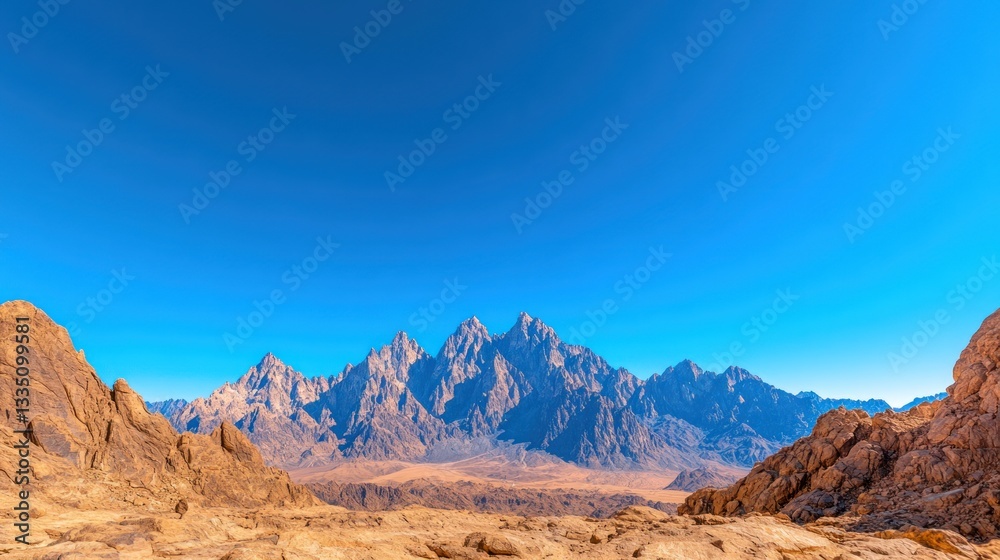 Naklejka premium Sacred Mount Sinai: Majestic peak in Egypt's Sinai Peninsula, believed to be where Moses received the Ten Commandments.